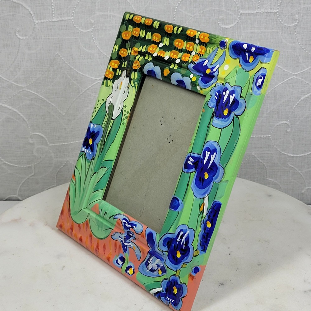 Iris Picture Frame 5x3 Handpainted Floral Garden Art Vincent Van Gogh Inspired - Picture 6 of 12